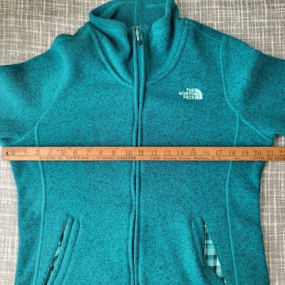 North Face Knit Style Fleece Jacket Crescent Sunset Full Zip Teal Women's M/L - Picture 8 of 12